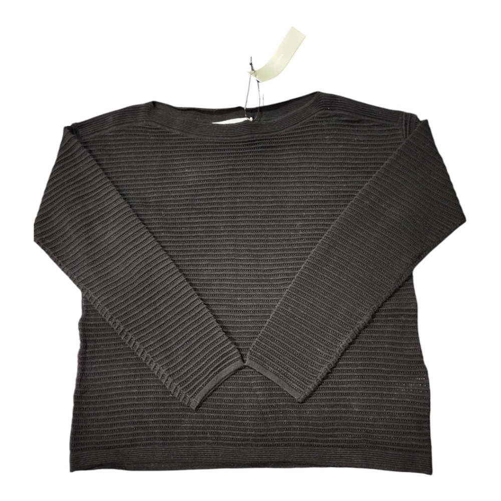 Revolve One Grey Day Textured Ribbed Long Sleeve Top Black 100% Cotton Size XS - Picture 1 of 6